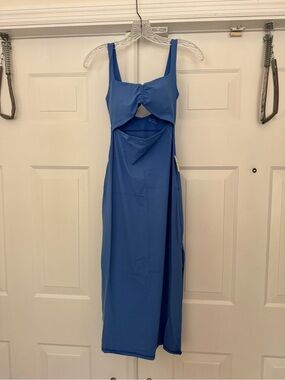 aerie offline Blue Midi Dress with Front Cutout